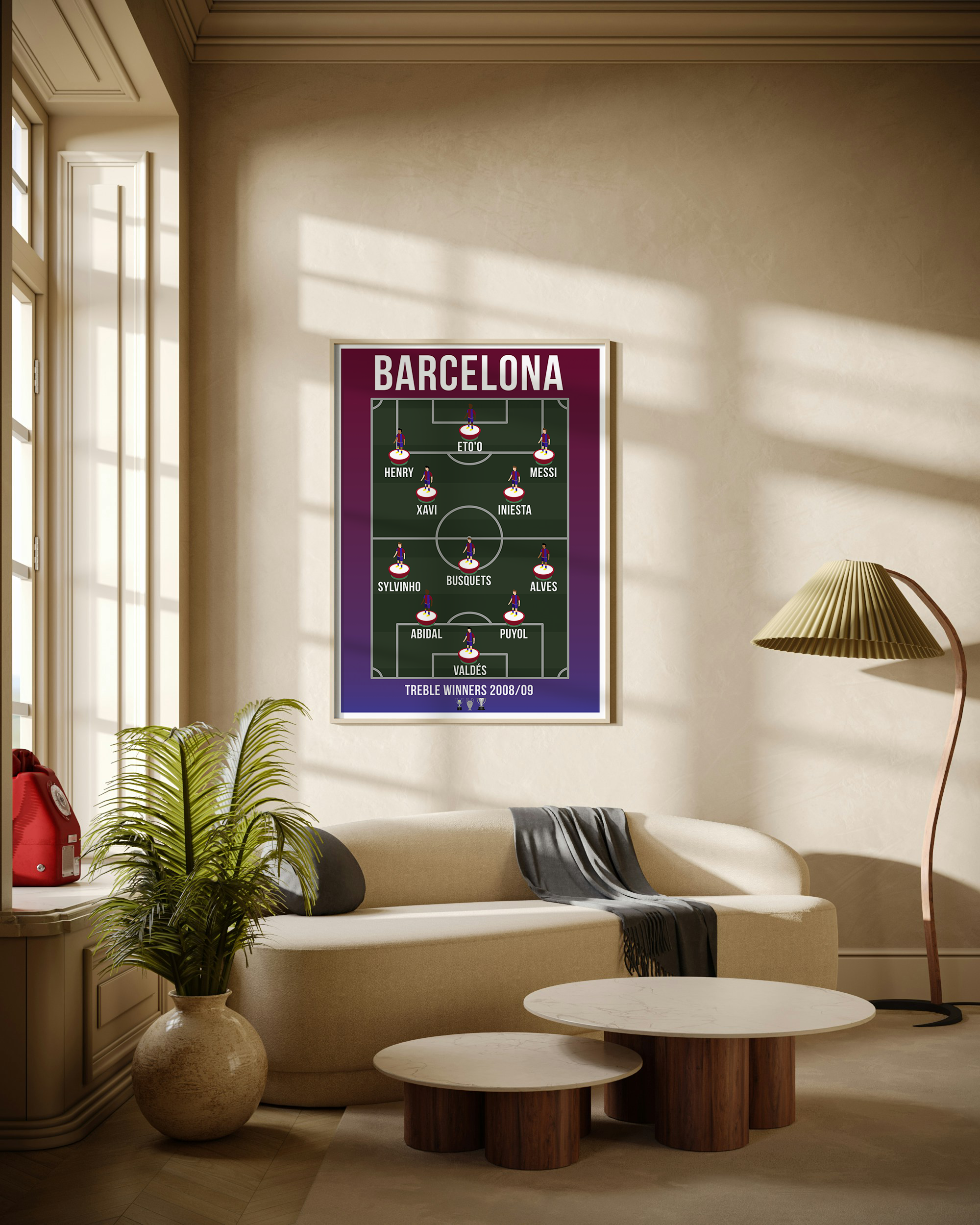 Barcelona Treble Winning 2009 Team Lineup Football Poster