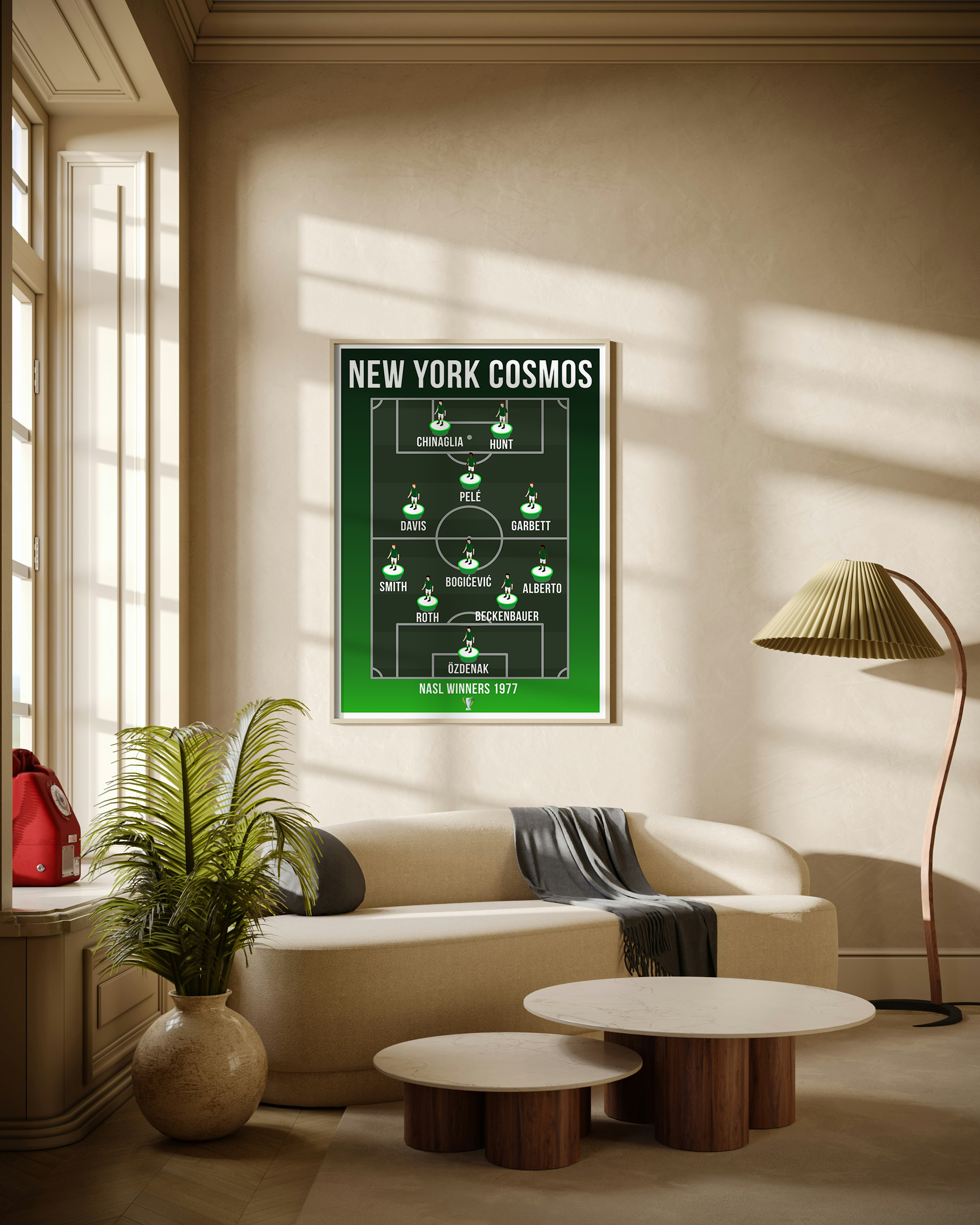 New York Cosmos NASL Winners 1977 Team Lineup Football Poster
