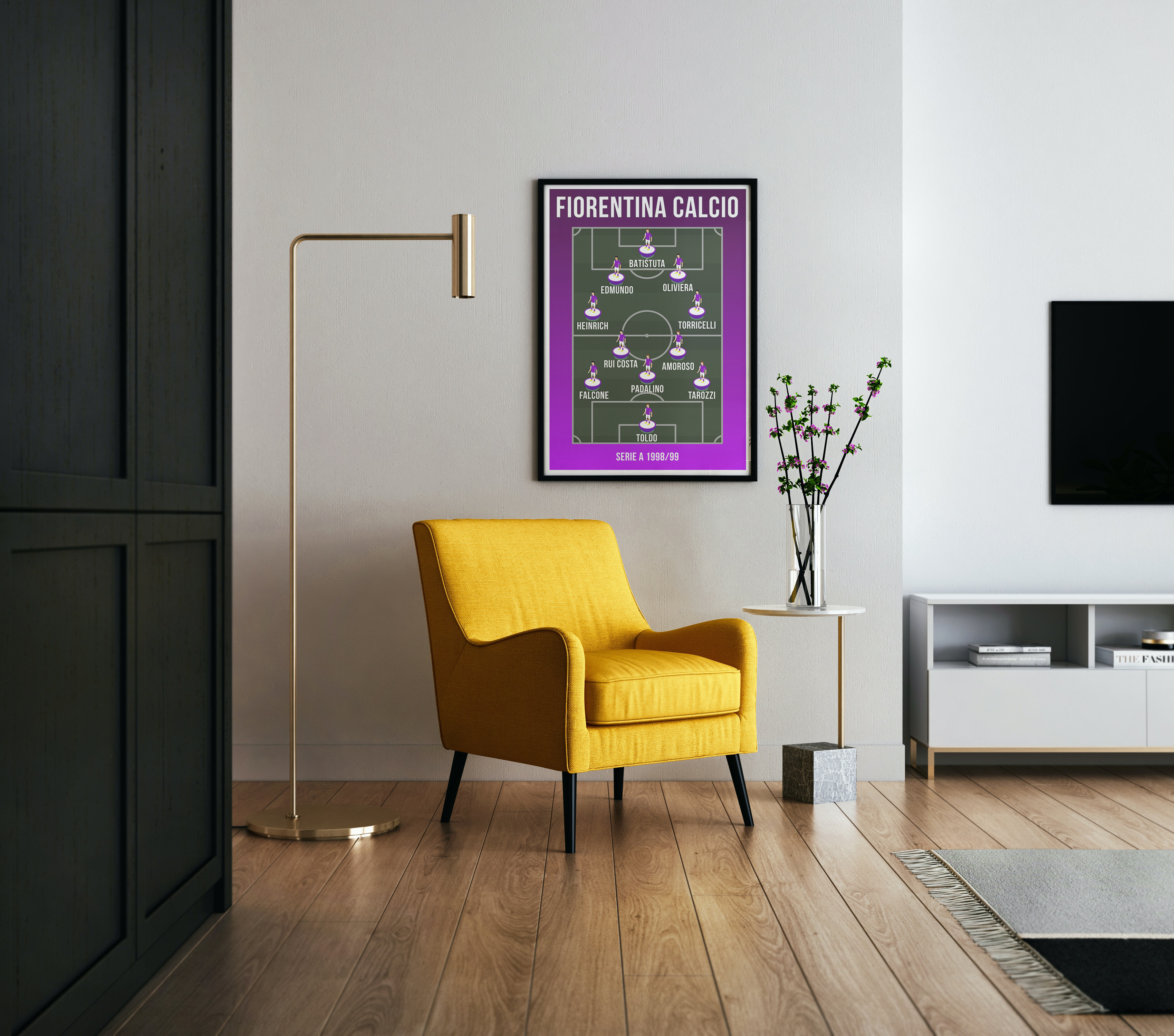 Fiorentina Cult 1998/99 Team Lineup Football Poster