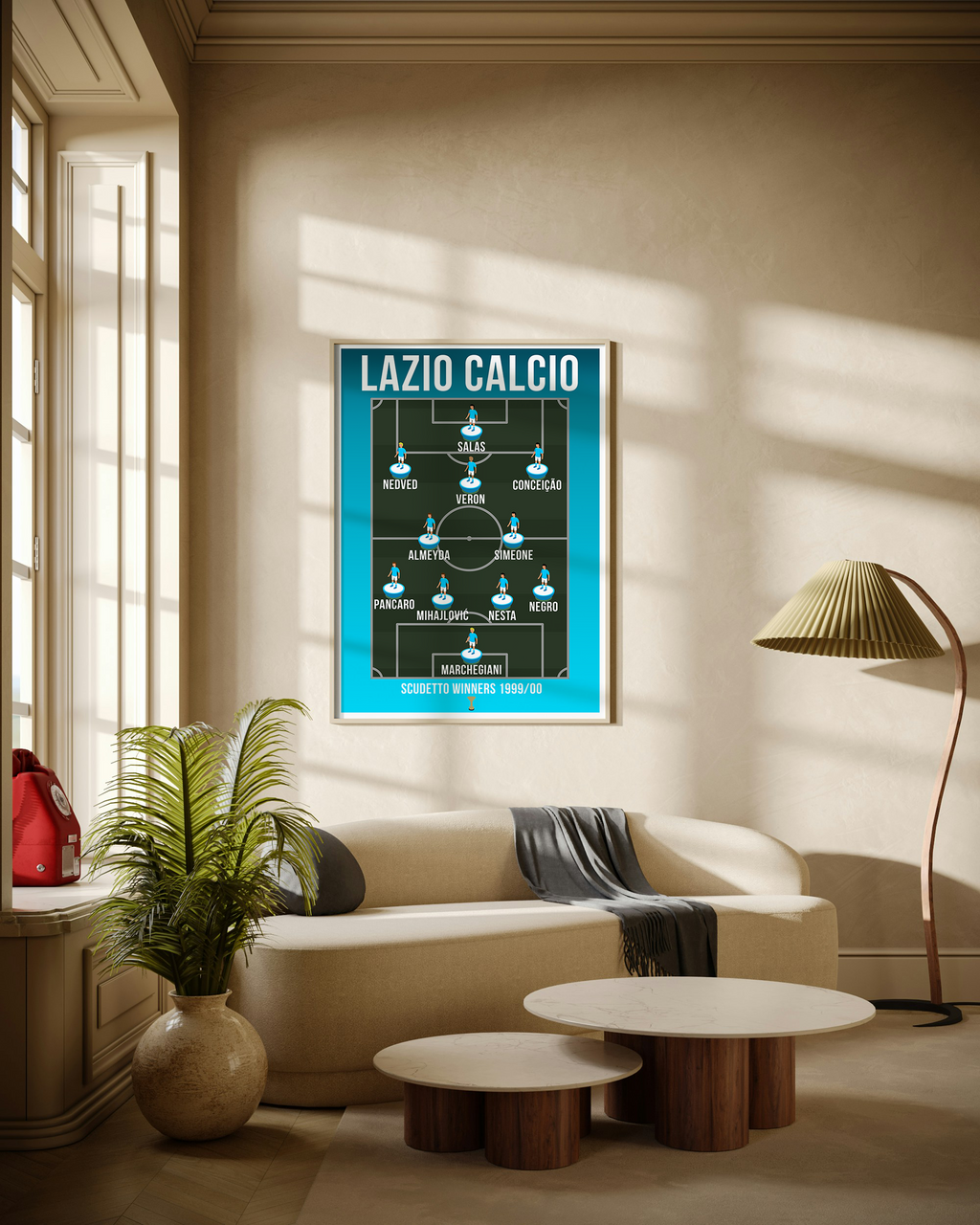 Lazio Scudetto Winners 1999/00 Team Lineup Poster
