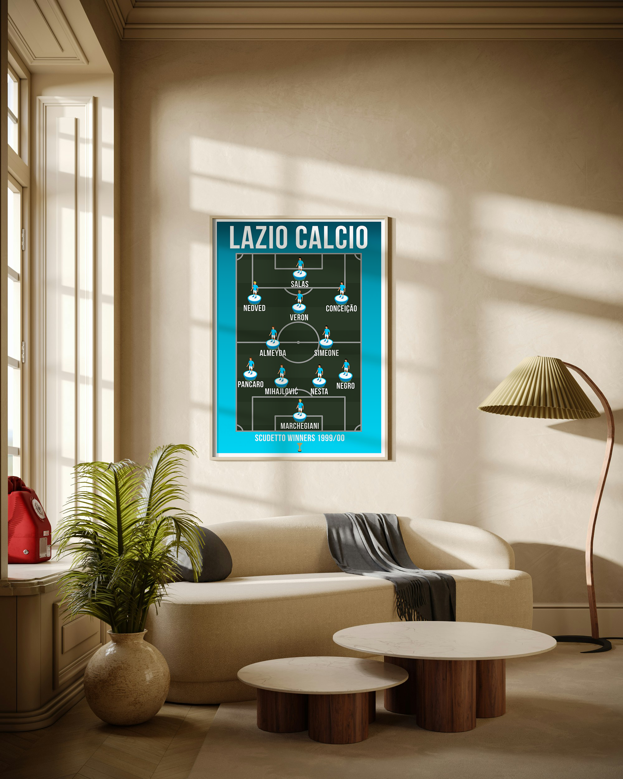 Lazio Scudetto Winners 1999/00 Team Lineup Poster
