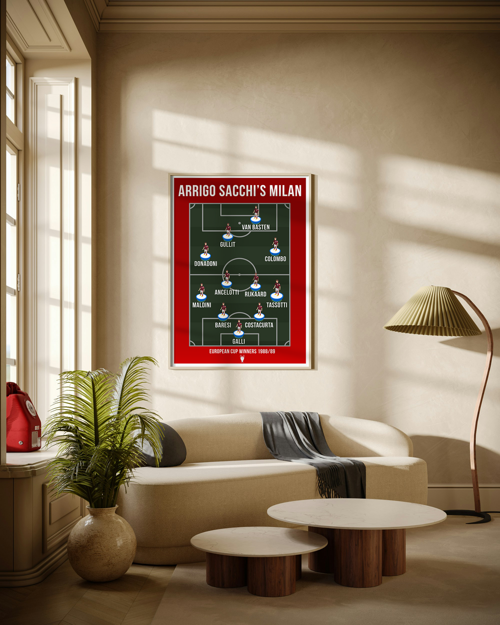 Arrigo Sacchi's Milan 1988/89 European Cup Winners Football Poster