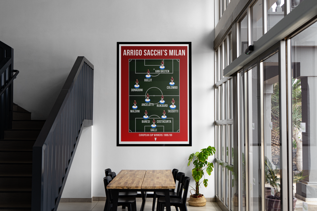 Arrigo Sacchi's Milan 1988/89 European Cup Winners Football Poster