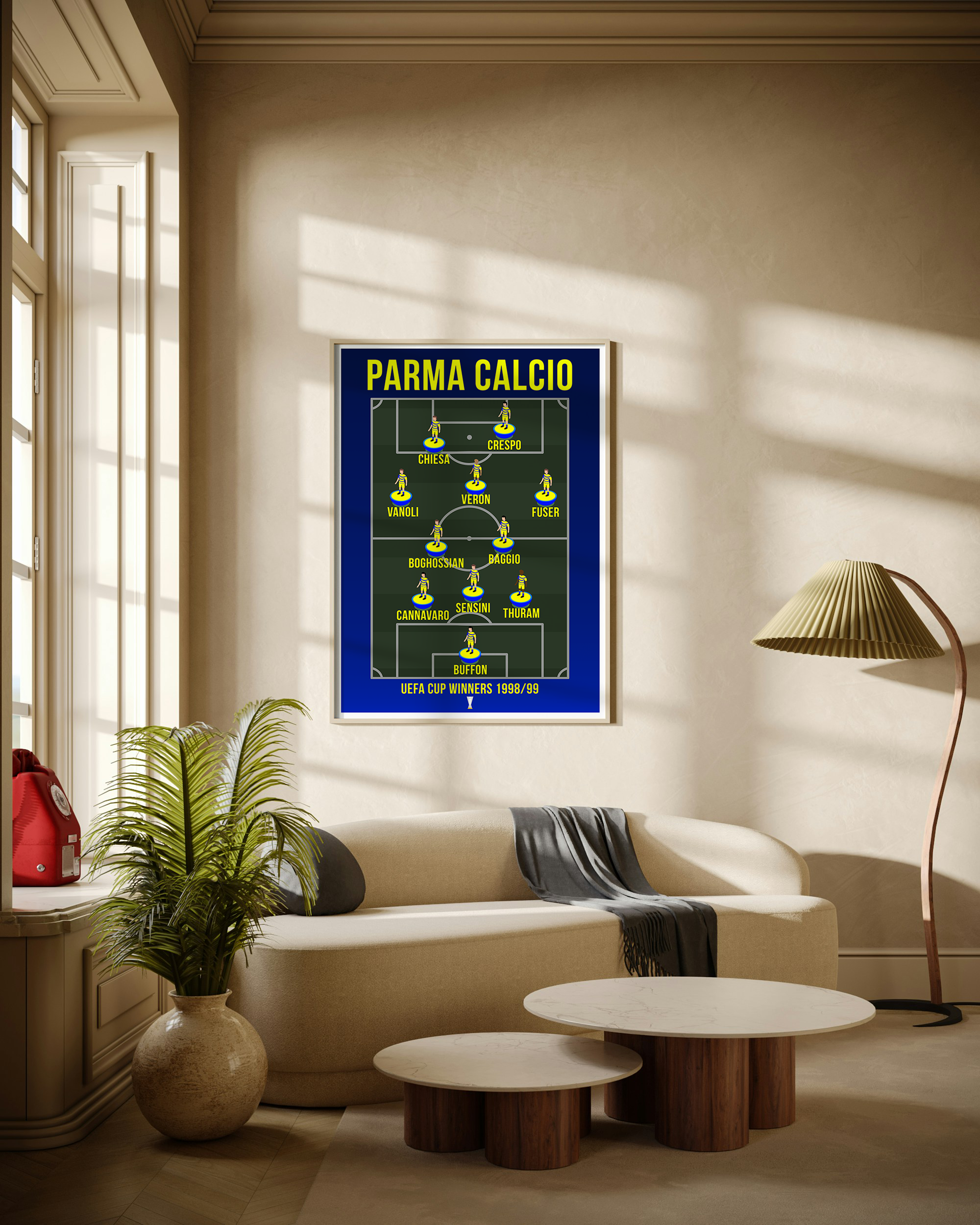 Parma 1998/99 UEFA Cup Winners Team Lineup Football Poster