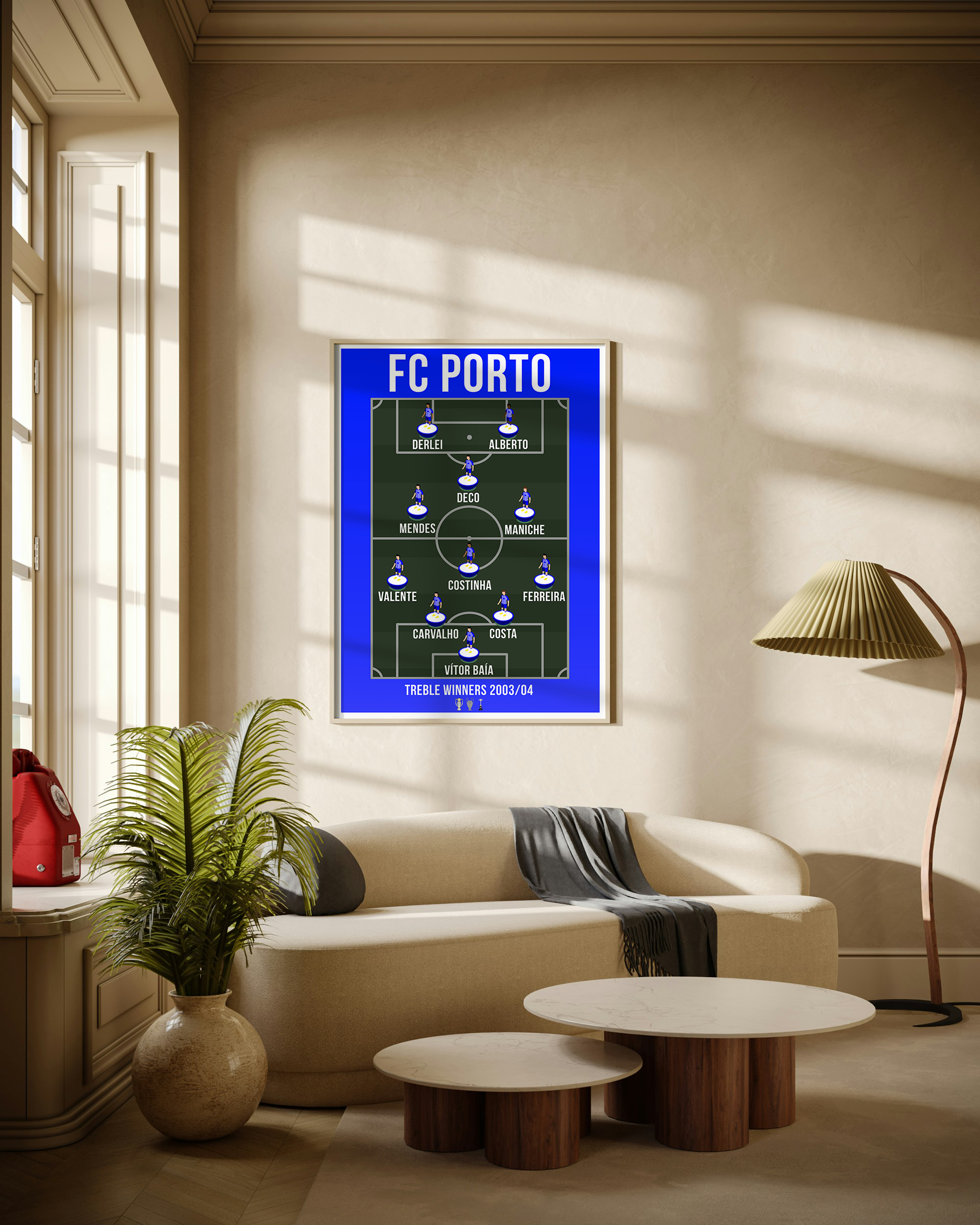 Jose Mourinho Treble Winning Porto 2004 Team Lineup Football Poster