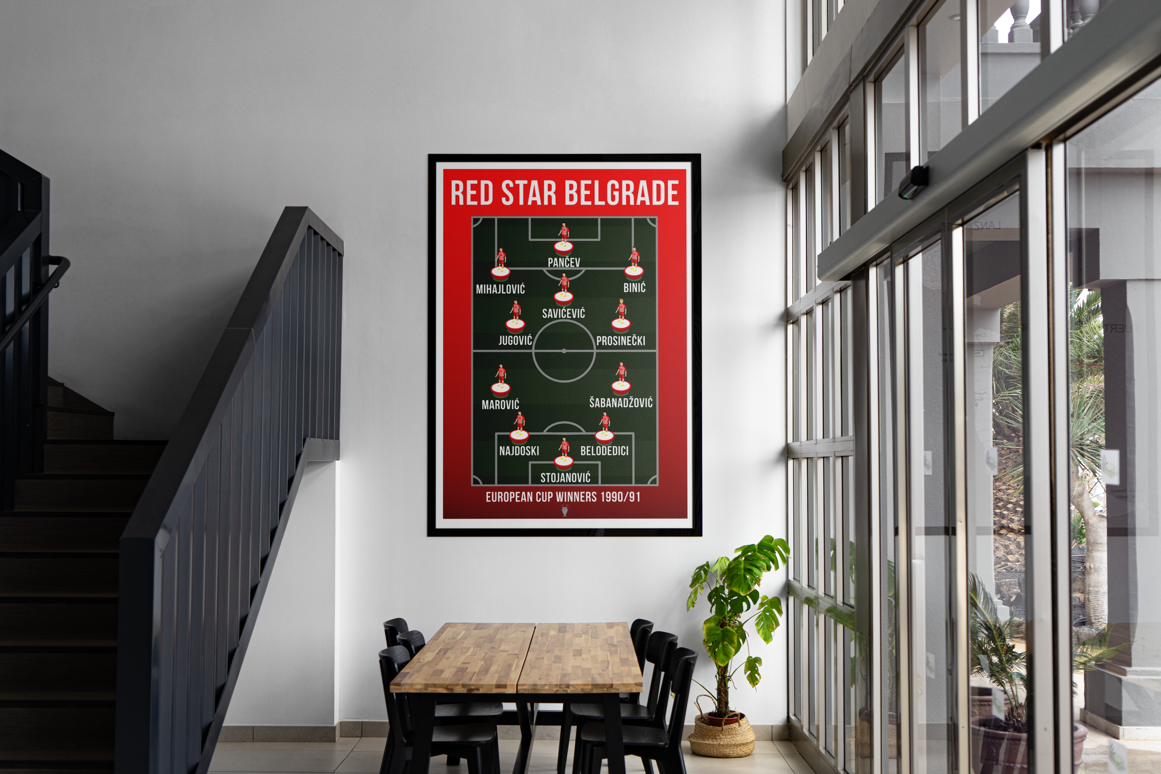 Red Star Belgrade 1991 European Cup Winning Team Lineup Football Poster