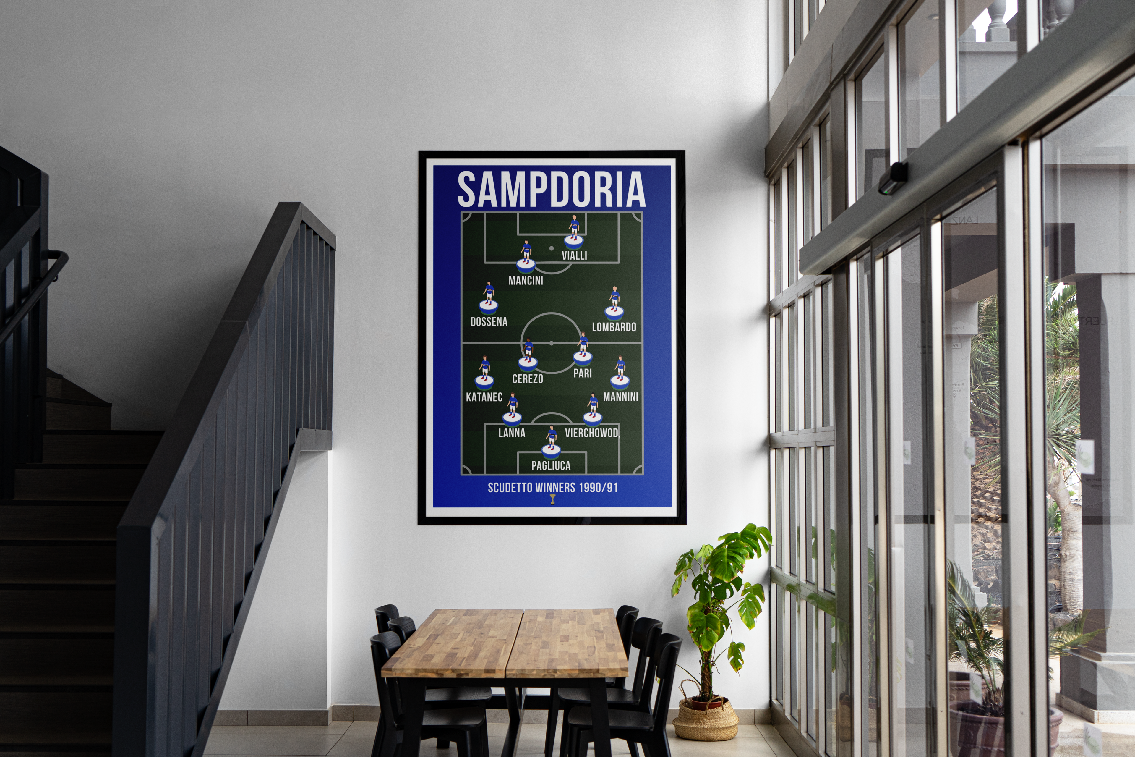 Sampdoria Scudetto Winners 1990/91 Team Lineup Football Wall Art Poster