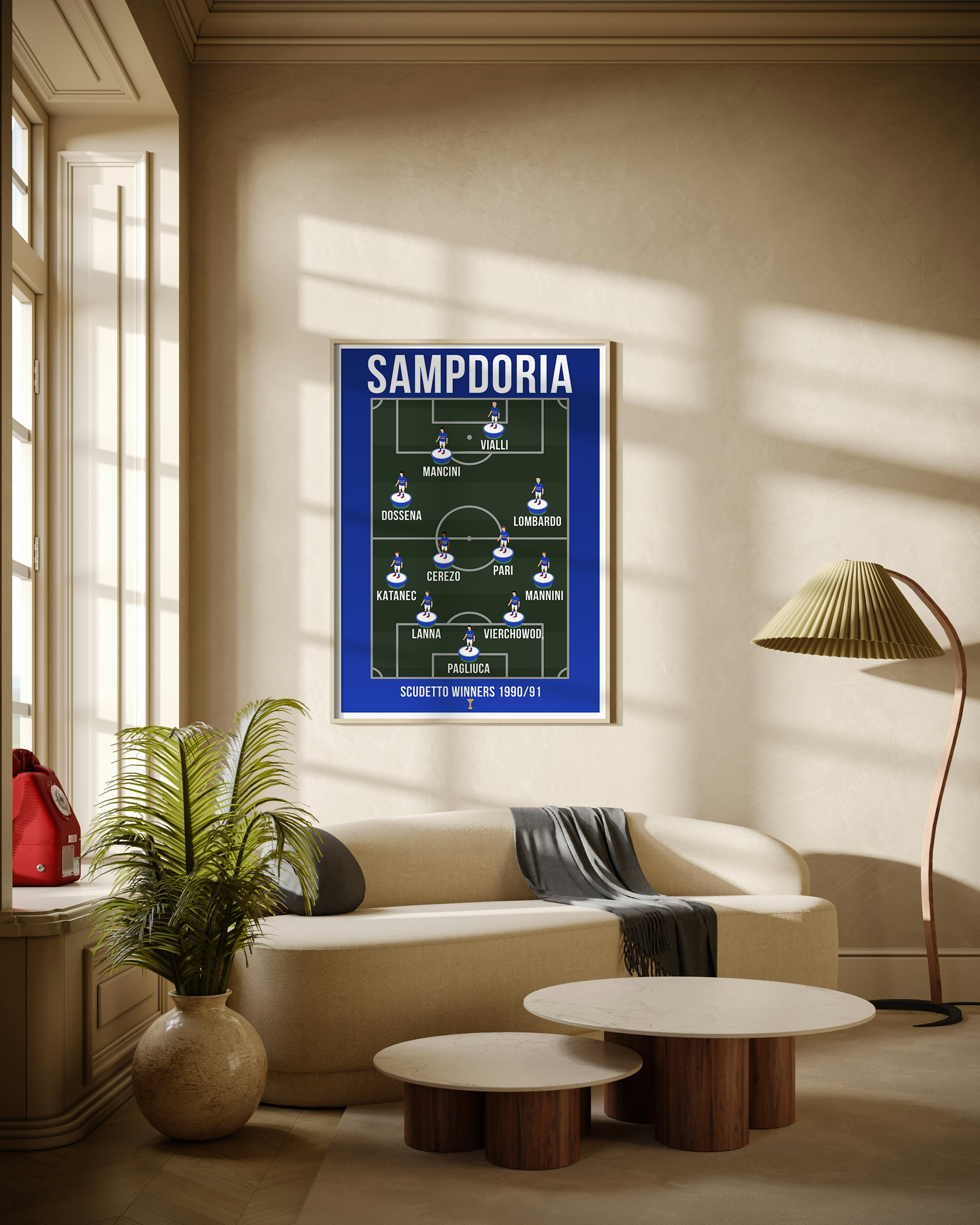 Sampdoria Scudetto Winners 1990/91 Team Lineup Football Wall Art Poster