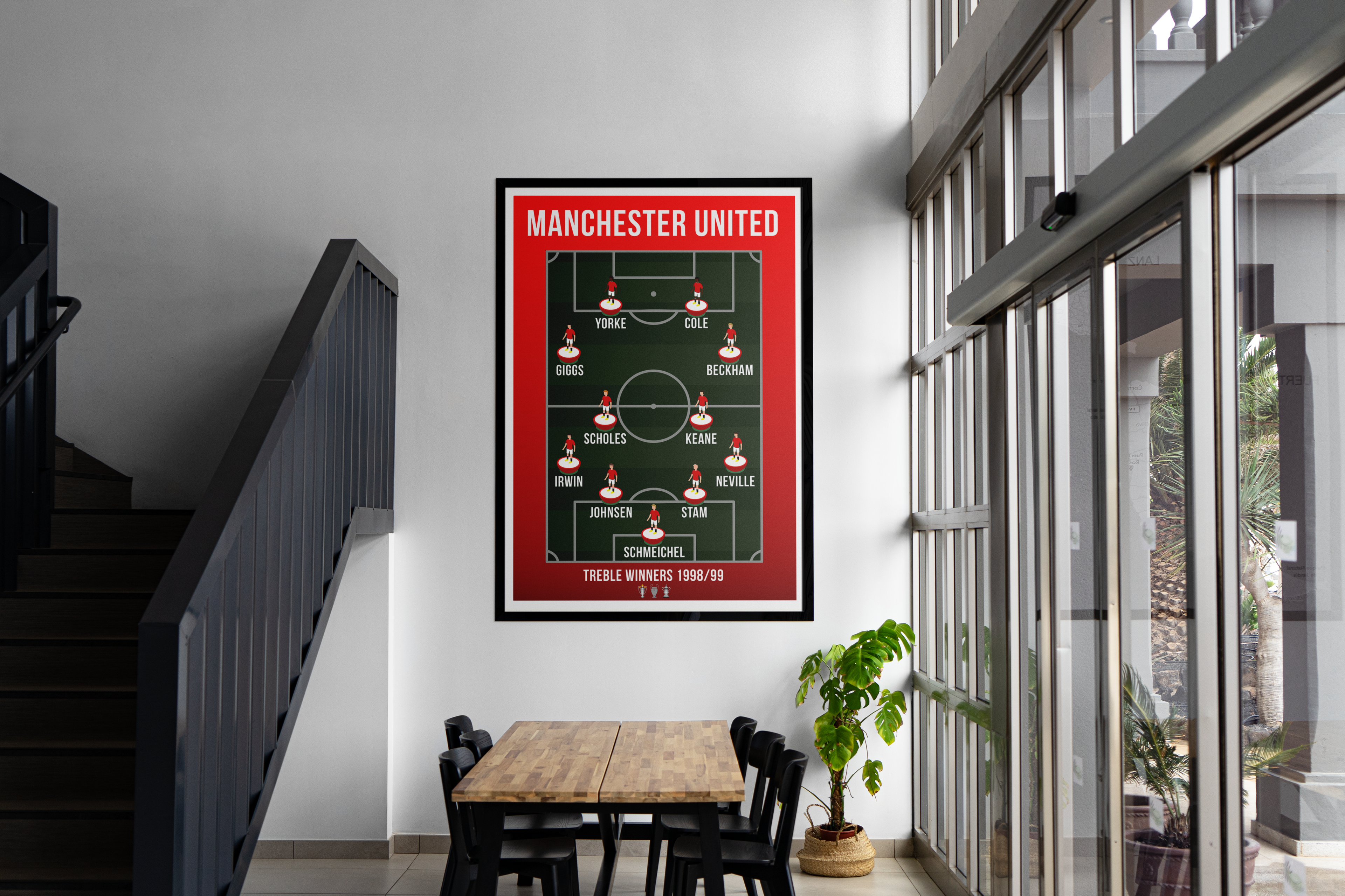 Manchester United Treble 1999 Team Lineup Football Poster